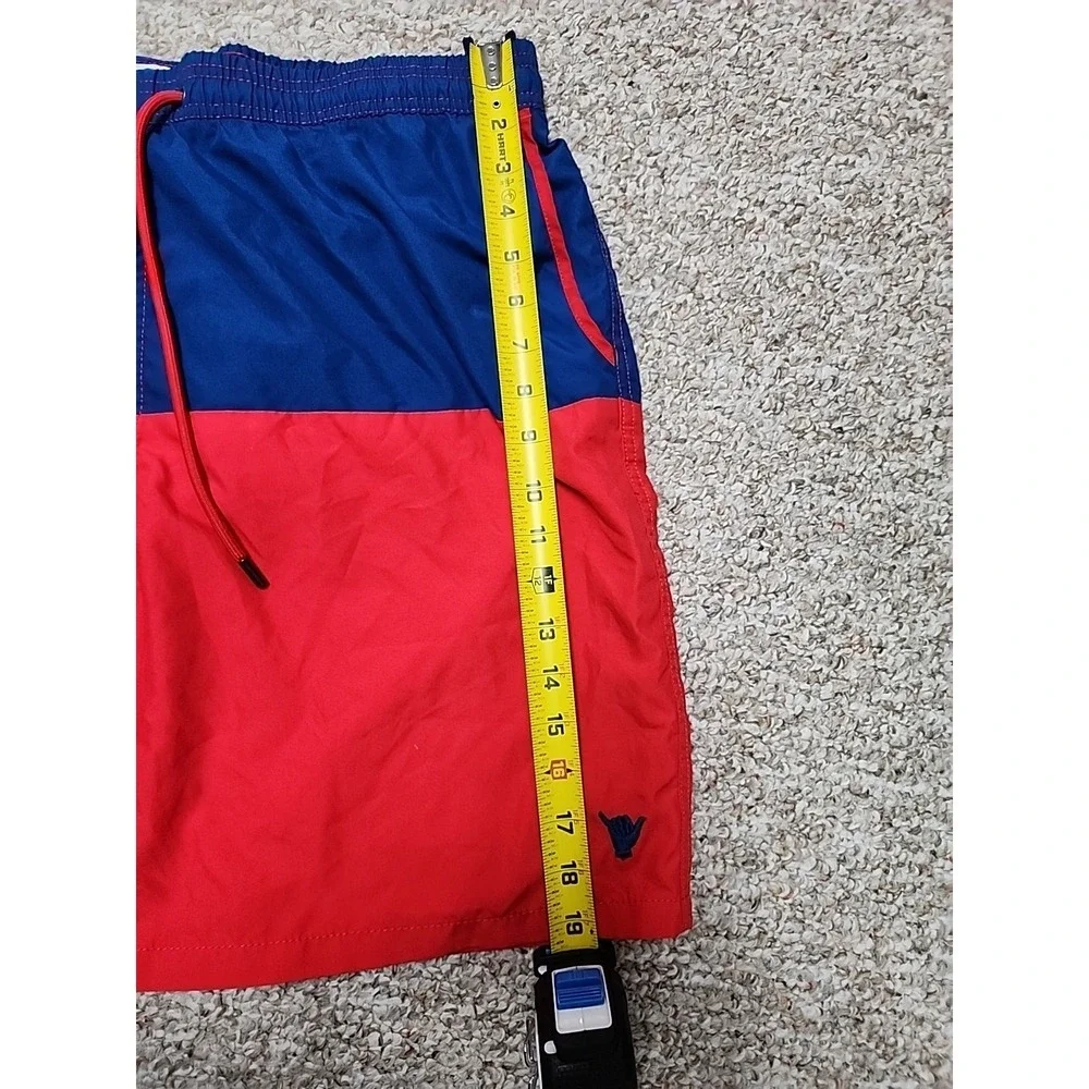 Beach Bros Men's Swim Trunk‎ Quickdry Elastic Waist Colorblock Navy/Red Size XXL